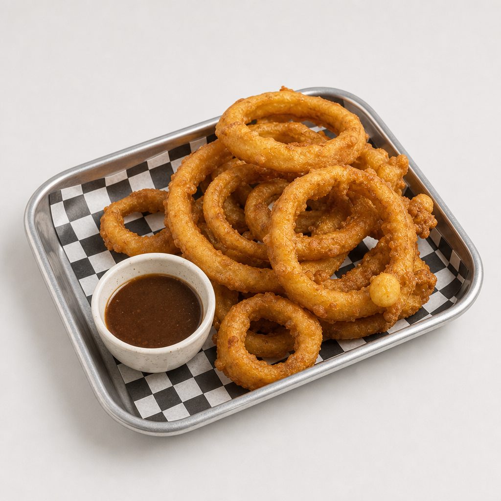 Hand Battered Onion Rings.