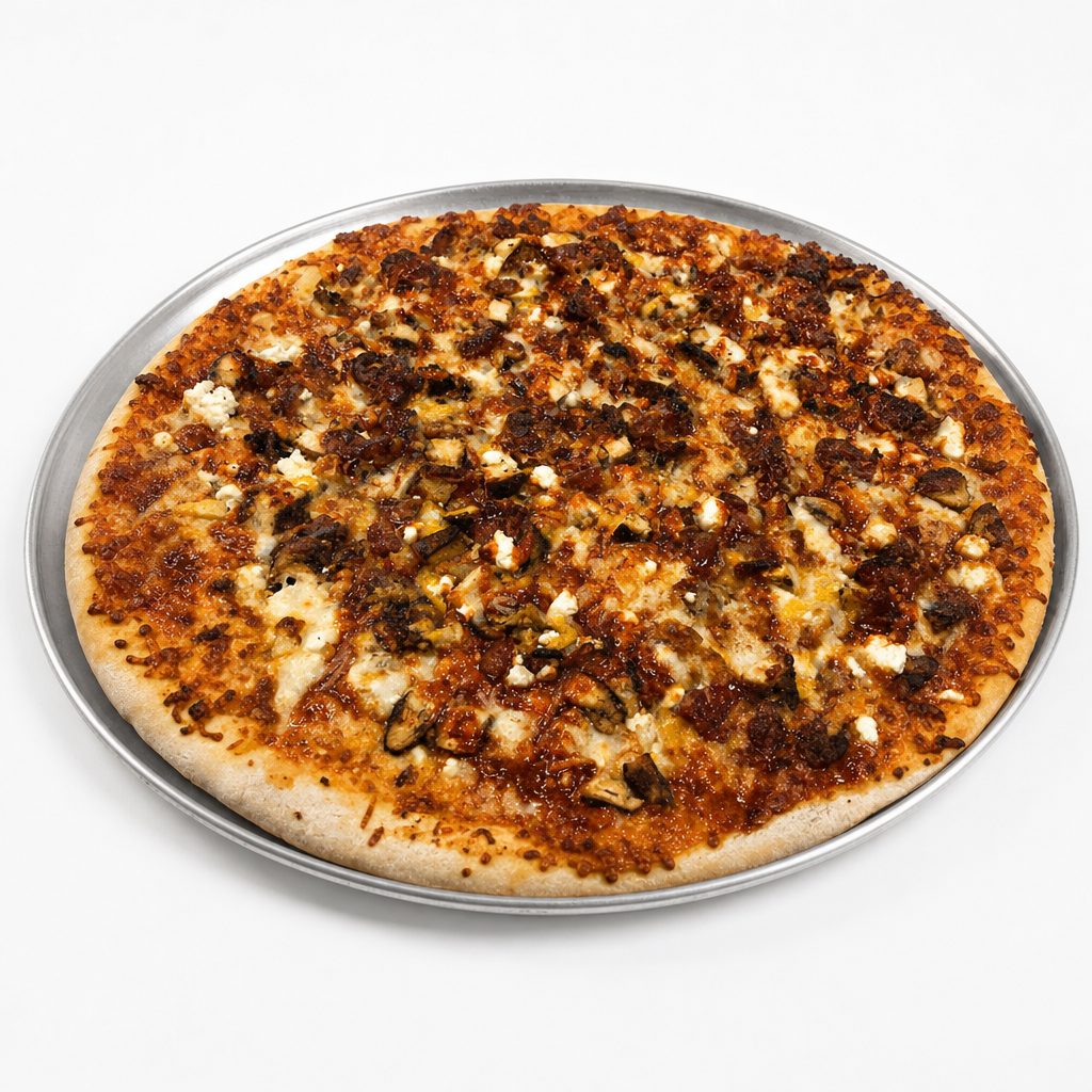 BBQ Chicken Deep Dish Pizza.